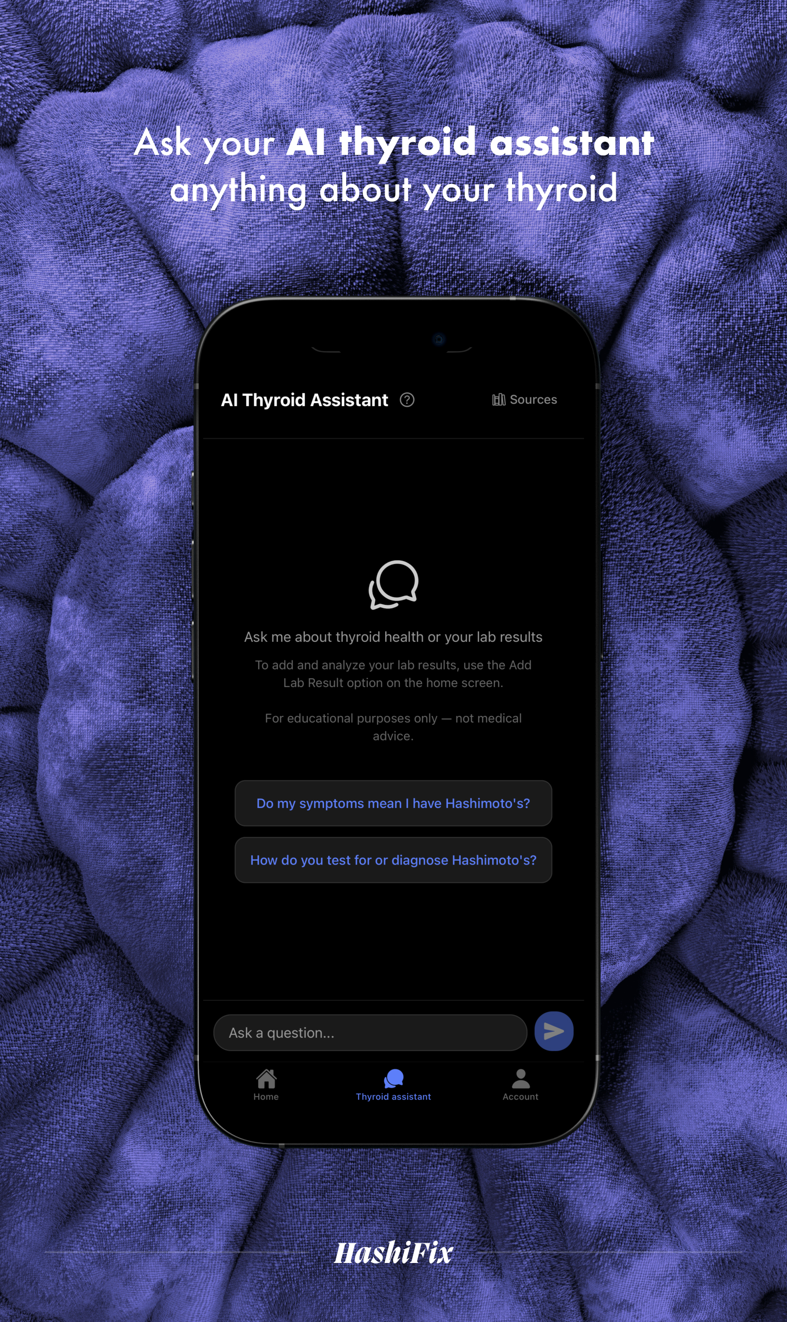 Hashifix AI thyroid assistant chat screen